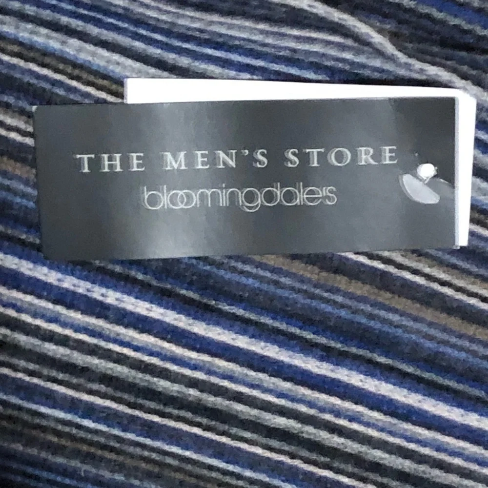 Bloomingdale's Men's Striped Scarf - Blue and Brown color blue tonal.